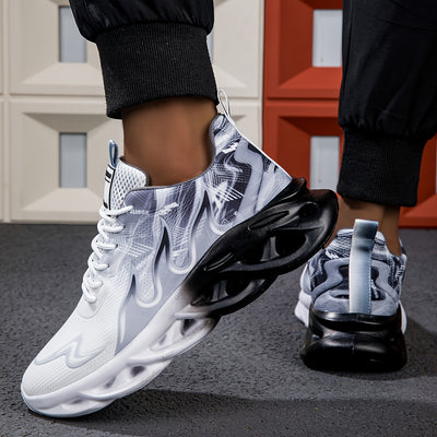 Men'S Breathable Sports Sneakers - Lightweight, Comfortable, Casual & Athletic Shoes with Lace-Up Closure, Stylish Blue & White Design, Ideal for Daily Fitness Training, Outdoor Activities, and Casual Wear, Athletic Footwear