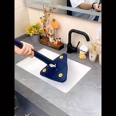 6pcs Triangle Wet and Dry Mop Set with 5 Microfiber Pads, 360° Rotating Stainless Steel Handle, Multi-Functional for Bathroom, Kitchen, Living Room - Ideal for Bathtub, Tile, Wall, and Glass Cleaning