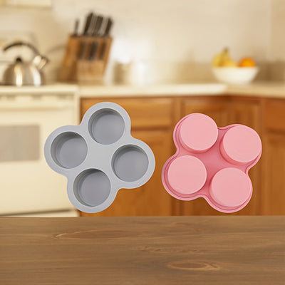 1pc Non-Stick Cake Mold - Oven, Microwave & Dishwasher Safe Bakeware - Pastel Pink/, Heat Resistant up to, Easy Release & Clean, Space-Saving 4-Cavity Design for Home & Professional Kitchens - Ideal for Cakes, Cupcakes, Burge