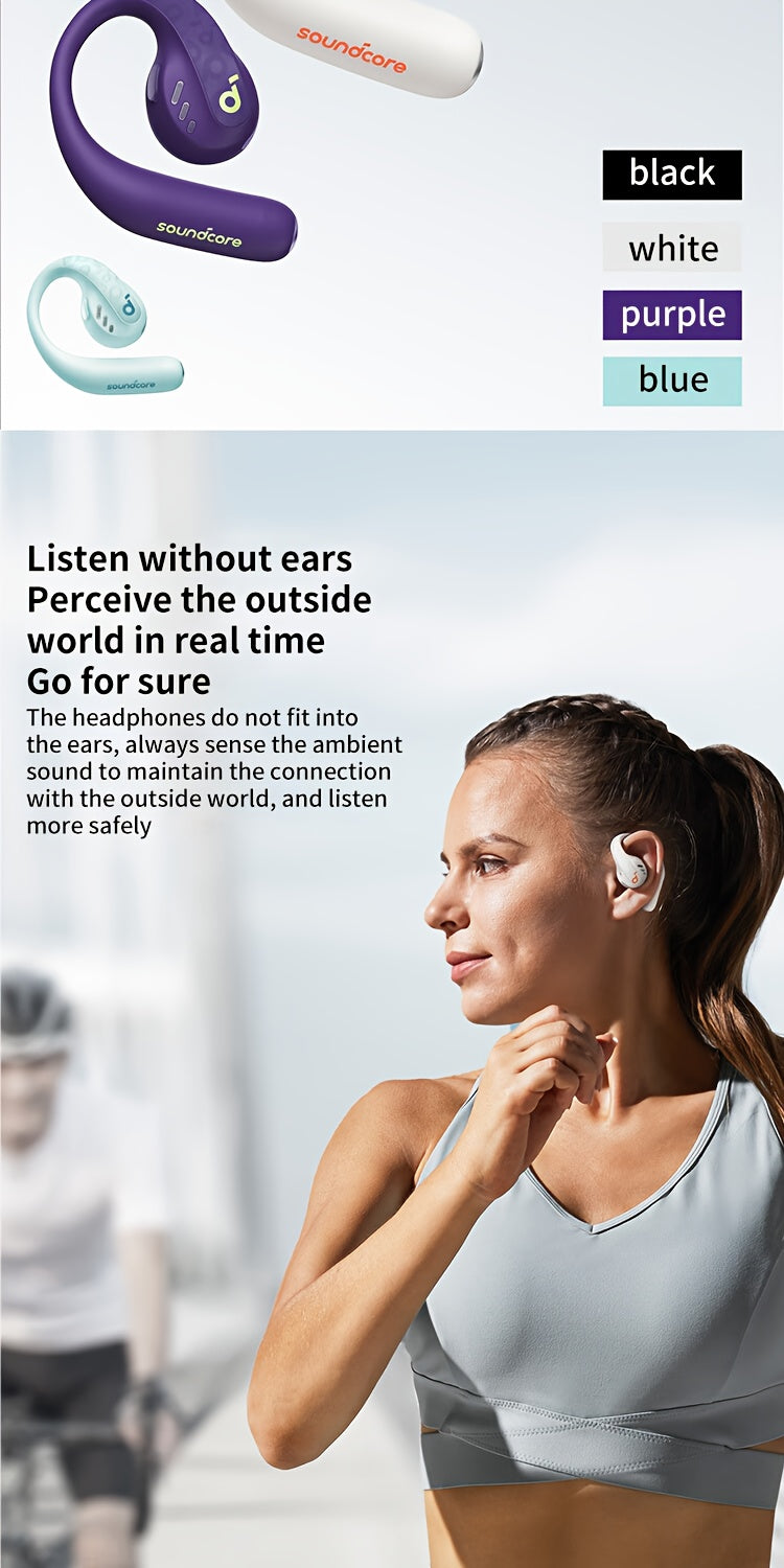 Soundcore AeroFit Pro Wireless Earbuds, Open-Ear Design for Comfortable Long-Term Wear, Strong Sound Quality, 2-in-1 Use, Built-in Microphone, 16.2mm Speakers, USB-C Charging, Ideal for Running and Outdoor Activities, Outdoor