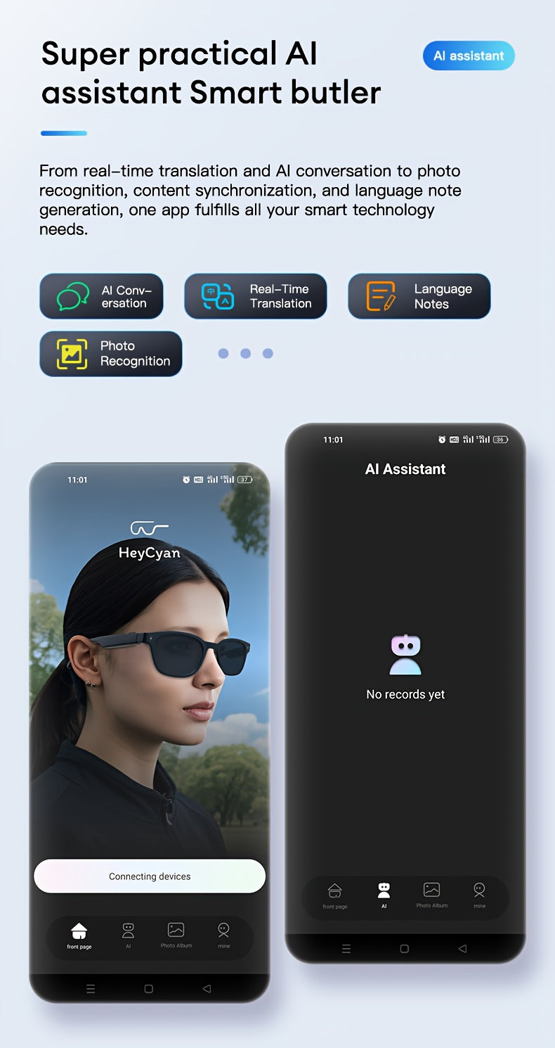 Q8 360° Surround Sound & HD Speakers Glasses with 360° Audio, HD Audio Quality, Dual-Channel Stereo Design, 360° Surround Sound Experience