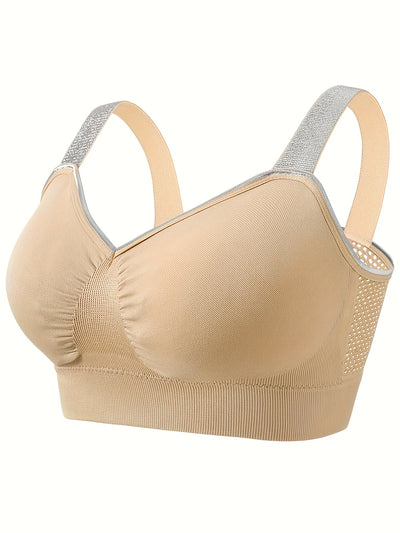 Middle Eastern Summer Thin Silvery Contrast High-End Bra Plus Size Breathable Women's Underwear Gathered Sports Lingerie with Extra Large Cups