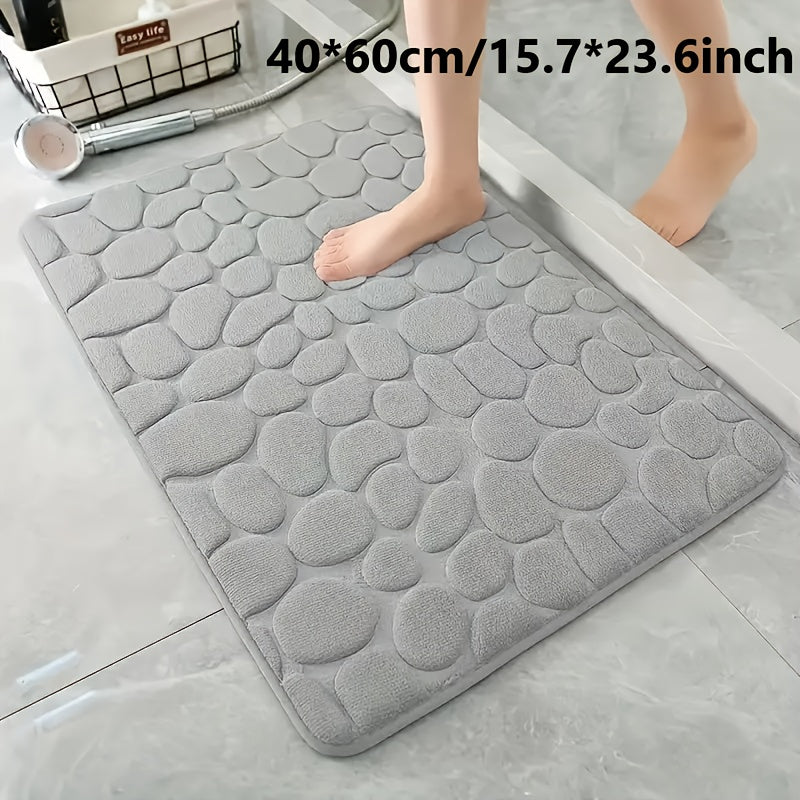 1pc Anti Slip Pebble Pattern Soft Absorbent Foot Pads for Bathroom, Bedroom & Kitchen - Absorbs water and reduces slipping