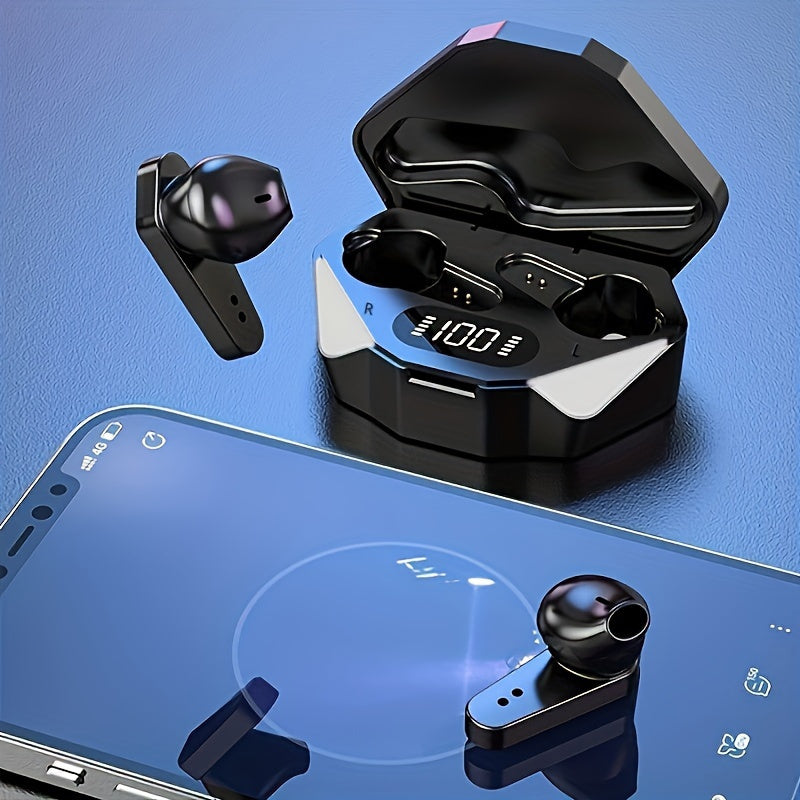LAN XUN - Wireless In-Ear Headphones, Ultra-Low Latency, Active Noise Cancellation, Digital Display, and Stereo Wireless TWS Gaming Earbuds - Perfect for Gaming, Calls, and Music - Includes Charging Case, USB-C Charging, Port