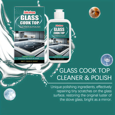 Glass Stovetop Cleaner Polishing Agent, Citric Acid Based, Residue Free, for Household Kitchen, Electric Ceramic Stovetop, Glass Cooktop, Induction Cooktop, Ceramic Hob, Electric Stovetop Panel
