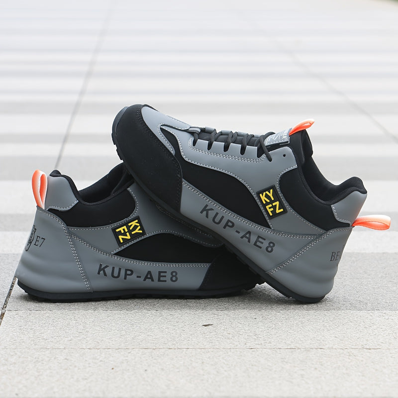 2024 High-Top Casual Fashion Sneakers for Men - All-Season Lace-Up Comfortable Soft Sole Running Shoes with Stripes and Graphics, Round Toe Fabric Sports Footwear