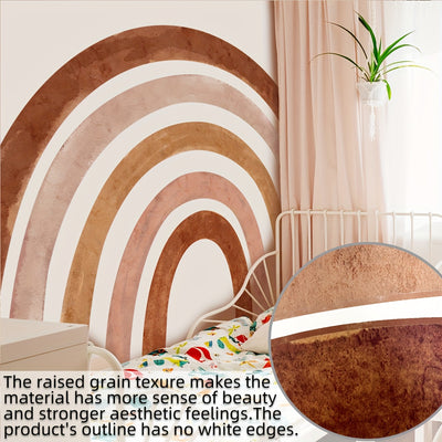 A Set of 5 Creative Hand-Painted Bohemian Style Large Rainbow Feature Beautification Wall Stickers Living Room Bedroom Corridor Entrance Kitchen Bathroom Background Wall Decoration Stickers ATW6117
