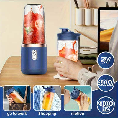 Portable Electric USB Juicer Blender, Dual Cups, Six-Blade System with Button Control, 1500mAh Rechargeble Lithium Battery for Smoothies and Citrus Drinks - Easy to Clean Food Grade Materials Essential Item at Home Kitchen Ou