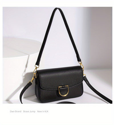 1pc Women's Top-Grain Cowhide Leather Crossbody Bag - Minimalist Square Design with Golden-Tone Hardware, Adjustable Strap & Zipper Closure, Beige/Tan/Black/Green - Casual Everyday Purse for Commuting, Work & Travel, Durable