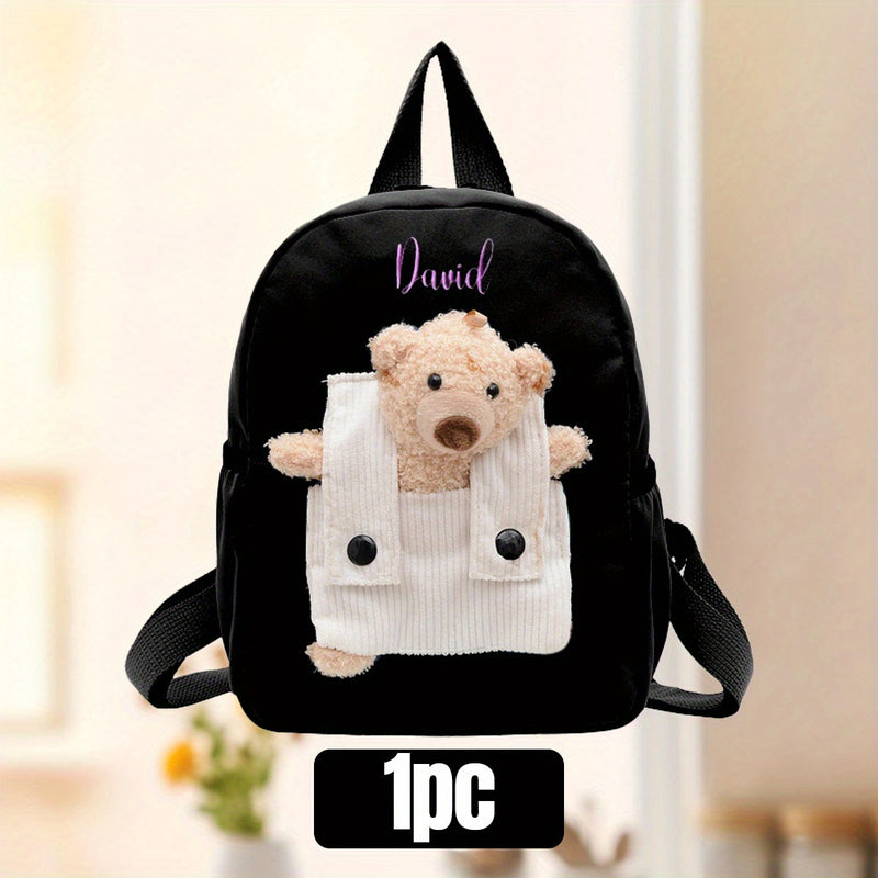 حقيبة ظهر ANLEWO على شكل دب تيدي شخصي مع اسم مخصص - حقيبة ظهر قطيفة لطيفة مع فتحات على شكل قلب وأشرطة قابلة للتعديل، وإغلاق بسحاب، حقيبة مدرسية خفيفة الوزن للبنات والأولاد وهدايا عيد الميلاد (وردي، أزرق، أحمر، أخضر، أسود، أصفر)