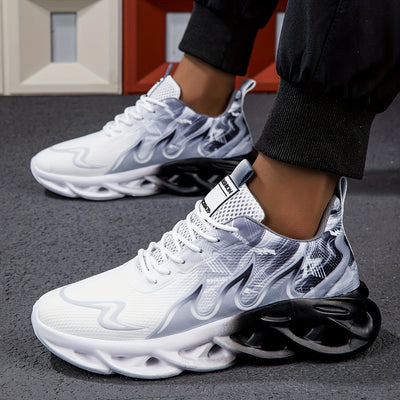 Men'S Breathable Sports Sneakers - Lightweight, Comfortable, Casual & Athletic Shoes with Lace-Up Closure, Stylish Blue & White Design, Ideal for Daily Fitness Training, Outdoor Activities, and Casual Wear, Athletic Footwear