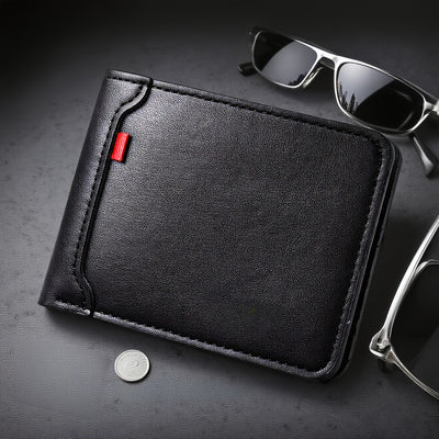 Men'S Slim Business Wallet - Minimalist Design with Multiple Card Slots, ID Window & Cash Compartment - Compact Travel Organizer - Durable Faux Leather Material - Ideal Gift for Professionals, Fathers, Husbands - Perfect for