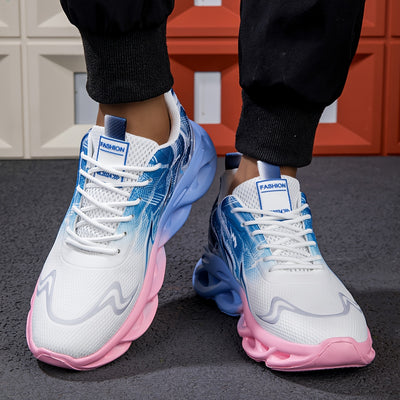 Men'S Breathable Sports Sneakers - Lightweight, Comfortable, Casual & Athletic Shoes with Lace-Up Closure, Stylish Blue & White Design, Ideal for Daily Fitness Training, Outdoor Activities, and Casual Wear, Athletic Footwear