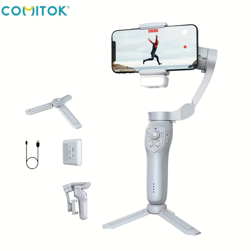 COMITOK L7Cpro Handheld Gimbal Stabilizer with 3-Axis, Portable Foldable Smart Gesture Control, USB Rechargeable, Battery, Ideal for Vlogging, Live Streaming, and Mobile Photography, Live Streaming Equipment | Modern Gimbal |
