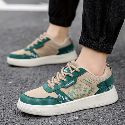 Women's Trendy Printed Sneakers, Casual Lace Up Outdoor Shoes, Comfortable Low Top Skate Shoes