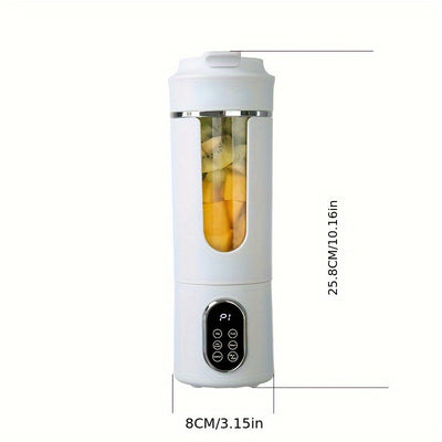 530ml USB Rechargeable Portable Juice Blender with LED Display - 7.4V Powerful Ice Crushing, Fresh Fruit & Vegetable Juicer, Compact Design for Smoothies, Nutritional Drinks, Home & Travel Use, Portable Juicer, Healthy Bevera