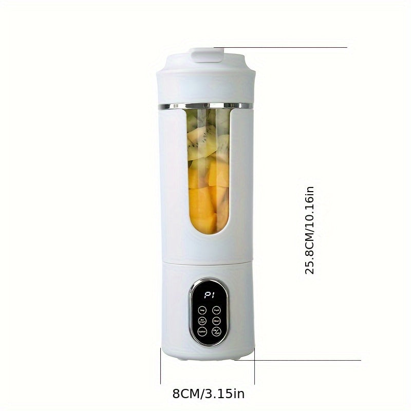 530ml USB Rechargeable Portable Juice Blender with LED Display - 7.4V Powerful Ice Crushing, Fresh Fruit & Vegetable Juicer, Compact Design for Smoothies, Nutritional Drinks, Home & Travel Use, Portable Juicer, Healthy Bevera