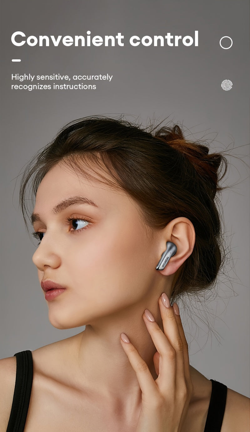 HYUNDAI 2025 Hot Selling Wireless Wireless Earbuds - Low Latency, Long Battery Life, Sound Isolation, with Mic for Gaming, Sports, and Music, Touch Control, USB-C Charging, Semi-Open Back Design, Condenser Microphone, Ideal f