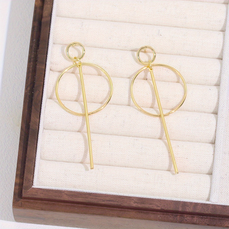 أقراط دائرية كبيرة الحجم مجوفة هندسية للنساء، أقراط متدلية بسيطة ذات شخصية كبيرة