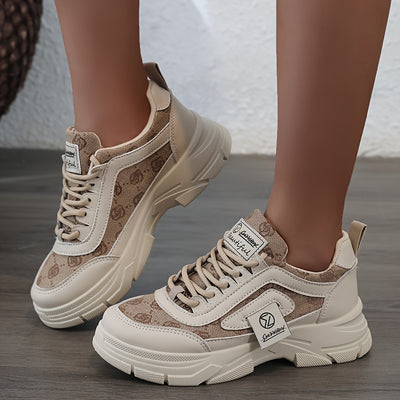 Women's Platform Sneakers, Fashion Lace Up Outdoor Shoes, Women's Comfortable Low Top Shoes