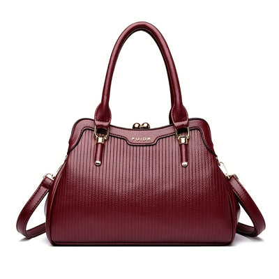 OGEHUAFEE 's Quilted Handbag - Elegant Multi-Layer French-Inspired Quilted Striped (Brown/Beige/Green/Black) Button Closure, Golden-Tone Hardware, Detachable Strap & Nylon - Dress Handbag for, Wedding,