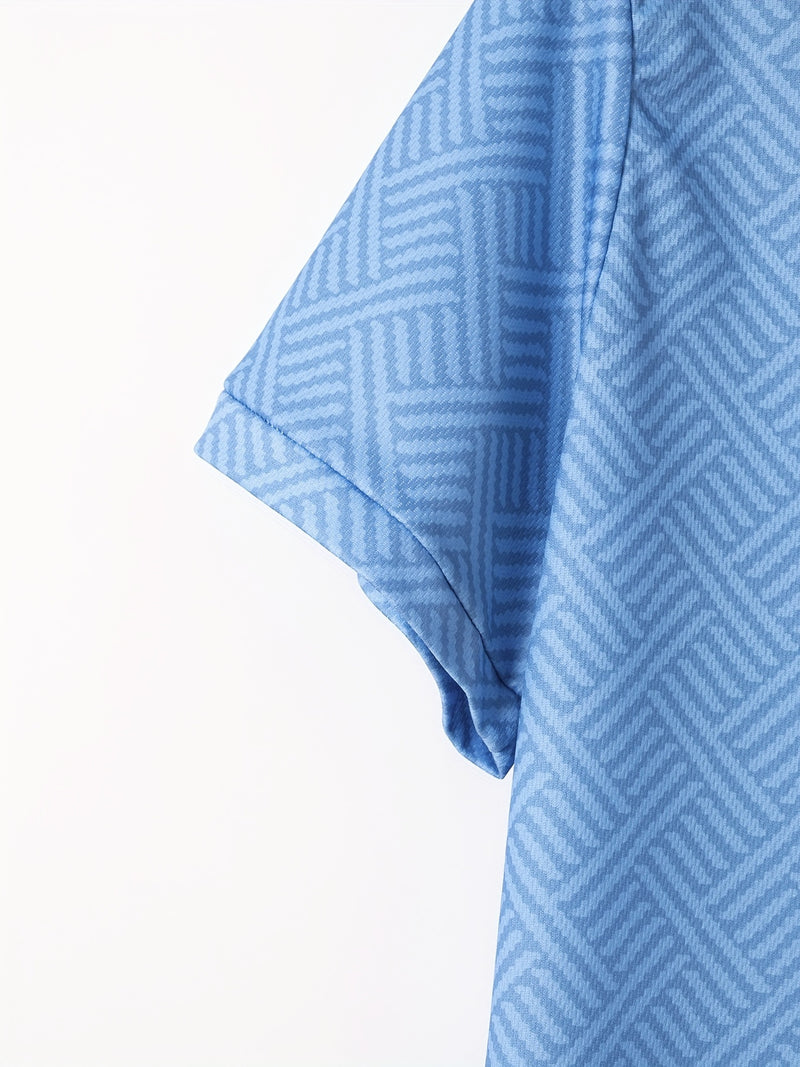 تي شيرت رجالي بأكمام قصيرة + شورت بدلة رياضية كاجوال باللون الأزرق