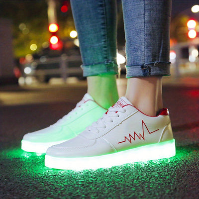 Women's Colorful Luminous Sneakers, Lace Up Low-top Lightweight Outdoor Shoes, Casual Sporty Footwear