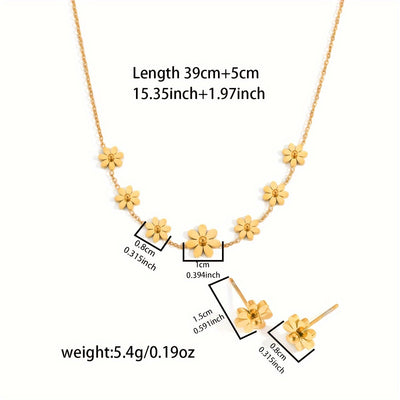 A Stylish 3pcs Jewelry Set Featuring a Delicate Daisy Design, Including a Necklace And Earrings, Perfect for Vacations, Parties, Everyday Wear, And Graduation Gifts.