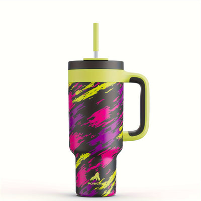 40oz Insulated Stainless Steel Tumbler with Dual Handles - Leakproof, PVC-Free, Perfect for Sports & Home Use