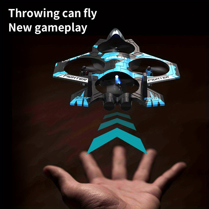 K500MAX RC Drone with 360° Flips, Throw Start, Altitude Hold, One-Key Speed Switch, Crash Resistant Design, RGB Lights, Headless Mode, 6-8 Minute Battery Life, 3m/s Max Speed, Usb Charging, Outdoor Flying, Stunt Enthusiasts,