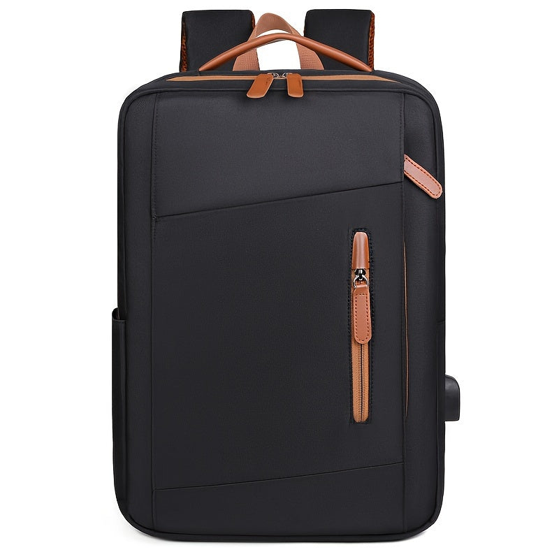 Stylish Lightweight Laptop Backpack - Adjustable Shoulder Straps, Multiple Compartments, USB Charging Port, Perfect for Commuting, School, Travel & Business, Casual Style, Polyester Lining, Secure Zipper Closure, Laptop Carry