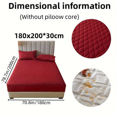 2/3pcs Set of Quilted Waterproof Bed Cover in Multiple Colors, Waterproof Mattress Protector, Bed Cover And Pillowcase Set, Non-Slip Full Coverage Bed Cover.