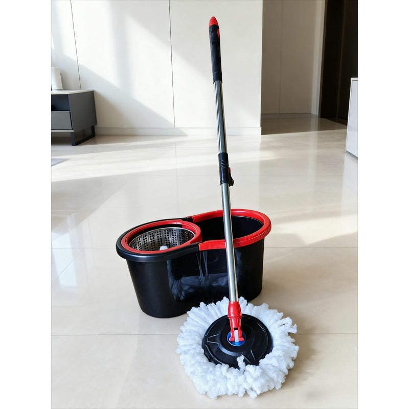 New Rotating Home Mop and Bucket Set, Wet & Dry Use, 360° Swivel for Easy Cleaning Without Electricity or Handwashing. Durable Dust-Removing Tool Suitable for Hardwoods, Laminate Floors, Tiles, Wooden Surfaces – Essential