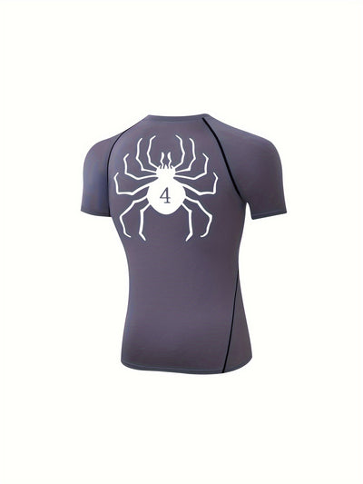 Spider Pattern Compression Shirts Men's Short Sleeve Athletic Undershirt Gear T-shirt For Sports Workout (Pants Not Included)