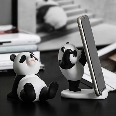 2pcs Cute Panda Phone & Tablet Stand, Adorable Desktop Mobile Holder, Decorative Novelty Accessories, Office & Home Decor, Universal Fit, 8.99cm & 10.01cm Height