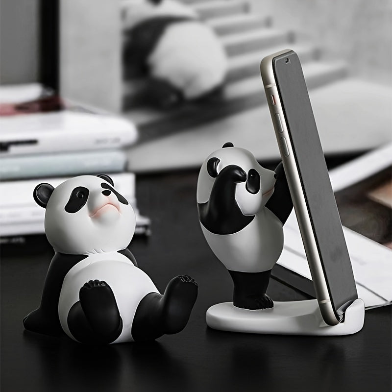2pcs Cute Panda Phone & Tablet Stand, Adorable Desktop Mobile Holder, Decorative Novelty Accessories, Office & Home Decor, Universal Fit, 8.99cm & 10.01cm Height