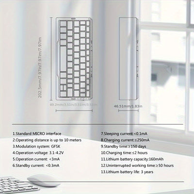 BOW Foldable Wireless BT Keyboard Mute, For Home And Office Use, Portable, Mobile Charging Keypad, With Mobile Phone And Tablet Holder, Capable Of Connecting Three Devices Simultaneously, Applicable To Android/Windows/iOS Mob