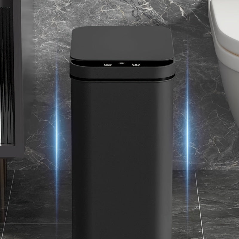 Automatic Trash Can, Smart Toilet Trash Bin, 2pcs/1pc Smart Sensor Trash Can, Black Gray White Household Trash Can, 11L/2.91 Gallon Motion Sensor Trash Bin for Kitchen and Office, Plastic Waste Paper Box with Smart Sensor Sui