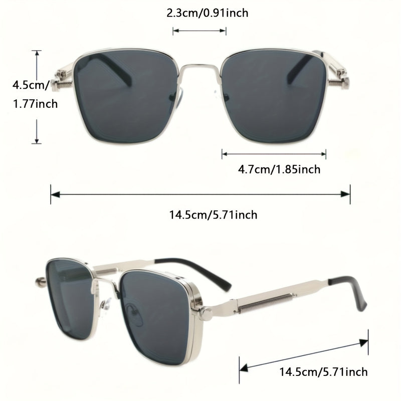 A Pair of Unisex Y2K Rectangular Frame Retro Punk Fashion Decorative Glasses, Suitable for Parties, School, Shopping, Outfit Matching, Daily Use, Halloween, Christmas, Easter, Valentine&