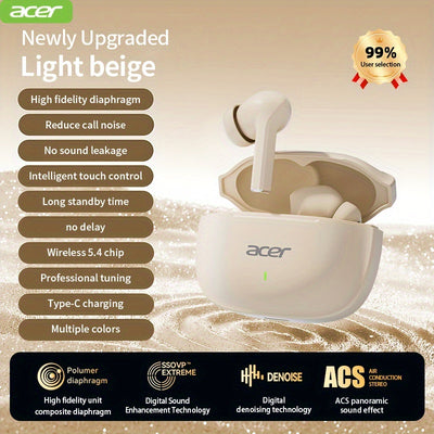 ACER OHR504 Wireless Headphone, Super Long Standby, Wireless Earphone Hi-Fi Stereo Sound, Smart Call Noise Cancellation, Gaming Mode Low Latency,  Comfortable Fit for Travel, Sports, Work, Study, Game, Multi-Device, Ideal Chr