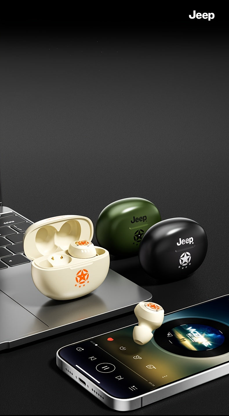 Jeep JP EW112 TWS Wireless Earbuds - Stereo Sound, HD Call Quality, Touch Control, Rechargeable Lithium Battery, USB Type-C Charging, Compatible with Cellphones, Ideal for Gaming & Music, Wireless Earbuds | Modern Earbuds | T