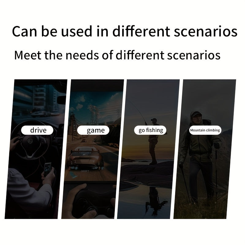 KOIPSSE Smart Glasses with Built-in Microphone, High-Resolution Audio, Waterproof IPX4, USB/Battery Powered, Rechargeable Lithium Polymer Battery, 120mAh, Wireless Connection, Outdoor Sports Glasses with HIFI Music Playback,