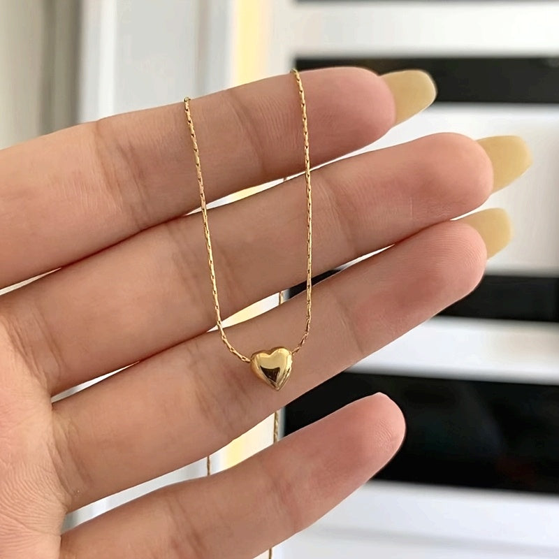 A 304 Stainless Steel Pendant Necklace With A Sweet Style, Casting Process, Delicate And Small Brushed Small Peach Heart Shape, Specially Designed For Women, Small And Extraordinary Love Treasures, Suitable For Young Ladies T