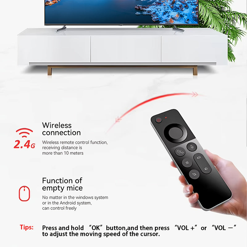 2.4G Universal Remote Control with Voice Command, Gesture Control, IR Learning, and Mini Keyboard - Programmable for Smart TV & Devices, Device Control Solution, Entertainment System Management, Programmable Remote Control, V