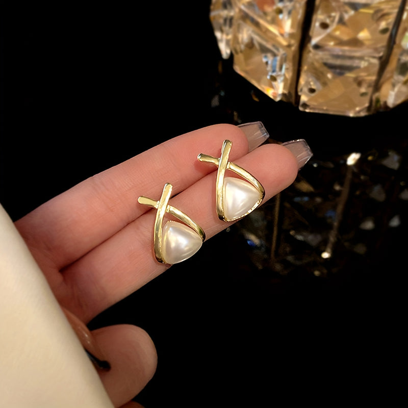 [NEW]A Pair of 2pcs, Geometric Triangle Bead Earrings, High-Quality Jewelry, Upgraded Temperament Earrings, High-End Decorative Earrings, Suitable for Daily Wear, Wedding Season Accessories, Suitable for Gifts for Girlfriends