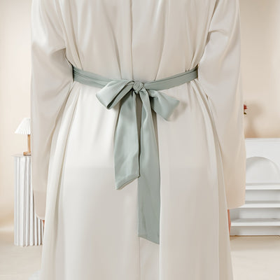 4pcs Set: Poet Sleeve Satin Abaya (MOA009) Eid al-Adha Abaya Muslim Women's Ramadan, Eid al-Fitr, Eid al-Adha, Mawlid, Prayer dress gown robe outfit long robe outfit comfortable soft breathable elegant Middle East Arabic styl