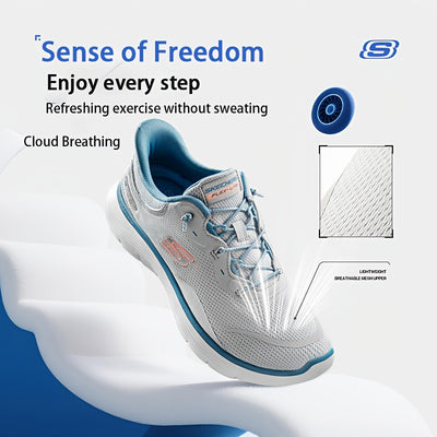 Skechers Genuine Women'S Shoes 2025 New Summer Breathable Slip-On Walking Shoes Casual Sports Shoes 150218-GYMT