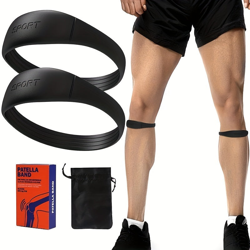 Silicone Patella Support Strap - Knee Stabilizer & Brace for Running, Basketball & Outdoor Sports - Includes Box & Bag