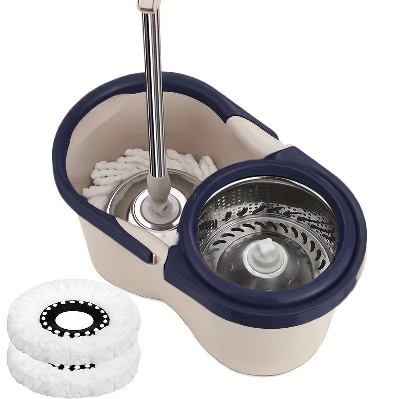 New Rotating Home Mop and Bucket Set, Wet & Dry Use, 360° Swivel for Easy Cleaning Without Electricity or Handwashing. Durable Dust-Removing Tool Suitable for Hardwoods, Laminate Floors, Tiles, Wooden Surfaces – Essential