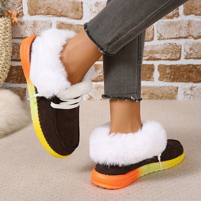 Women's Plush Lined Flat Shoes, Winter Warm & Cozy Low Top Slip On Shoes, Thermal Outdoor Shoes